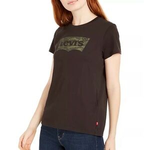 Levi's Black Green Camo Batwing Logo Tee Shirt Women Plus Size 1X Short Sleeve